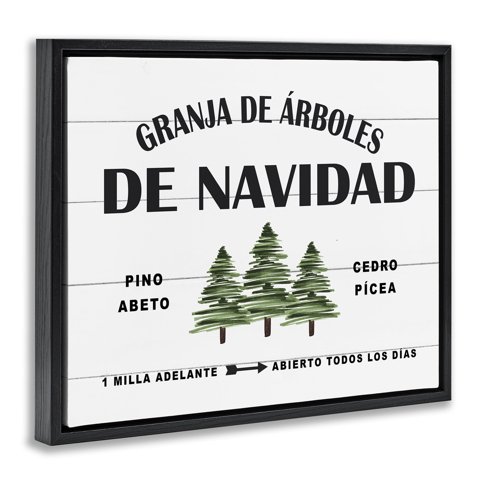 Stupell Industries Arboles De Navidad Holiday Painting Black Floater Framed Art Print Wall Art, 31 x 25