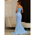 thumbnail image 2 of Baby Blue Off-Shoulder Sequin Mermaid Evening Gown With High Slit, 2 of 25