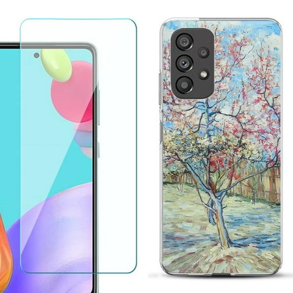 Slim-Fit Fashion Phone Case for Samsung Galaxy A53 5G, with Tempered Glass Screen Protector, by OneToughShield ® - Blossom Tree