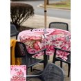 thumbnail image 4 of Outdoor Tablecloth with Umbrella Hole and Zipper, Valentine's Day Square Table Cloth 54x54 Inch Waterproof Tablecloth, Pink Love Gnomes Roses Ombre Romantic Picnic Table Cover for Patio Camping, 4 of 7