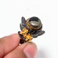 thumbnail image 2 of Healer'S Gold Pyrite In Magnetite Black And Gold Plated 925 Sterling Silver Ring S.8 R87324, Christmas Gift, 2 of 4
