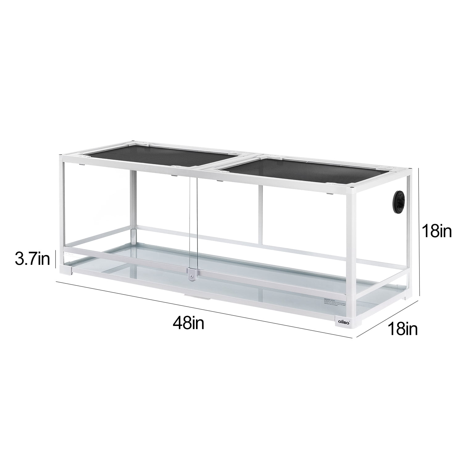 OiiBO 64 Gallon Full Glass Reptile Terrarium, 48" x 18" x 18" Reptile Terrarium