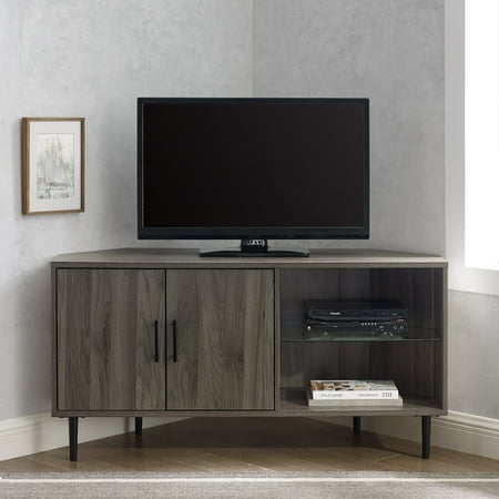 Manor Park Basie 2-Door Corner TV Stand for TVs up to 55", Slate Grey