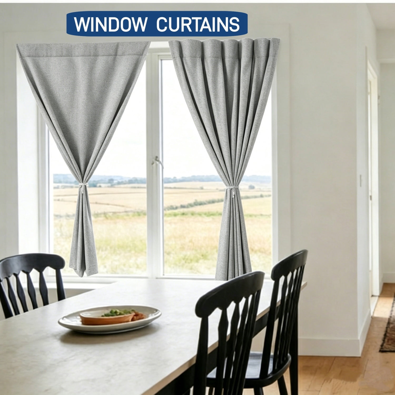 No Drill No Rod Blackout Curtains with Hook and Loop, Thermal Insulated Noise Reducing Privacy Window Drapes for Bedroom & Living Room