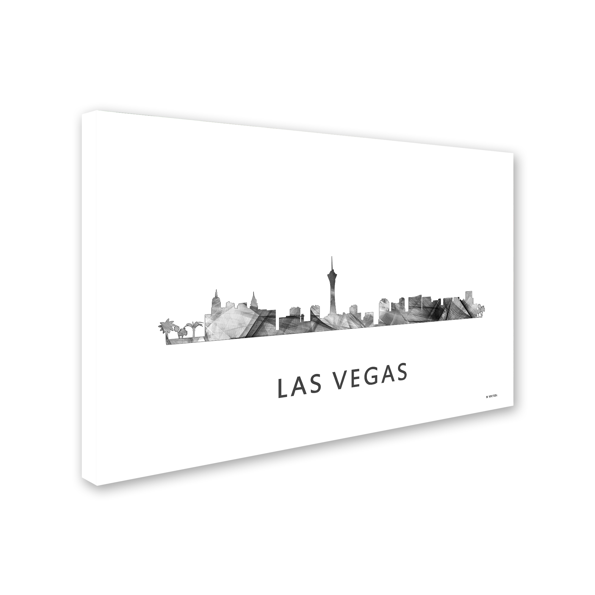 Trademark Fine Art 'Las Vegas Nevada Skyline WB-BW' Canvas Art by Marlene Watson