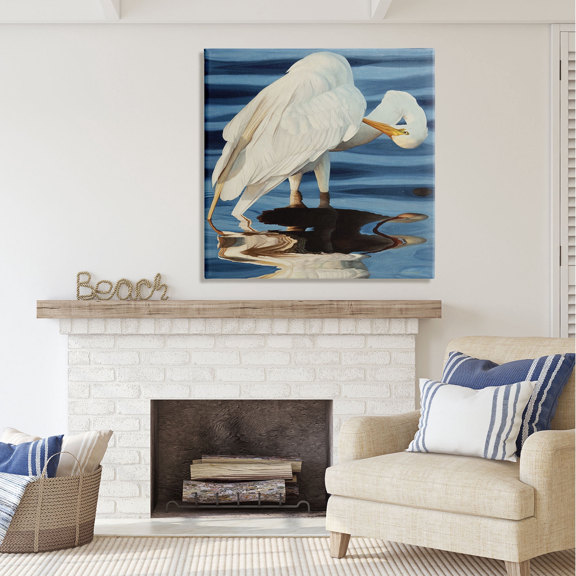 Stupell Industries Crane Bird Preening Animals & Insects Photography Gallery Wrapped Canvas Print Wall Art, 36 x 36