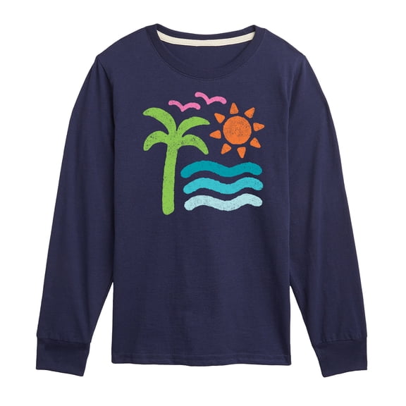 Instant Message - Abstract Beach Scene - Kids Long Sleeve Tee
