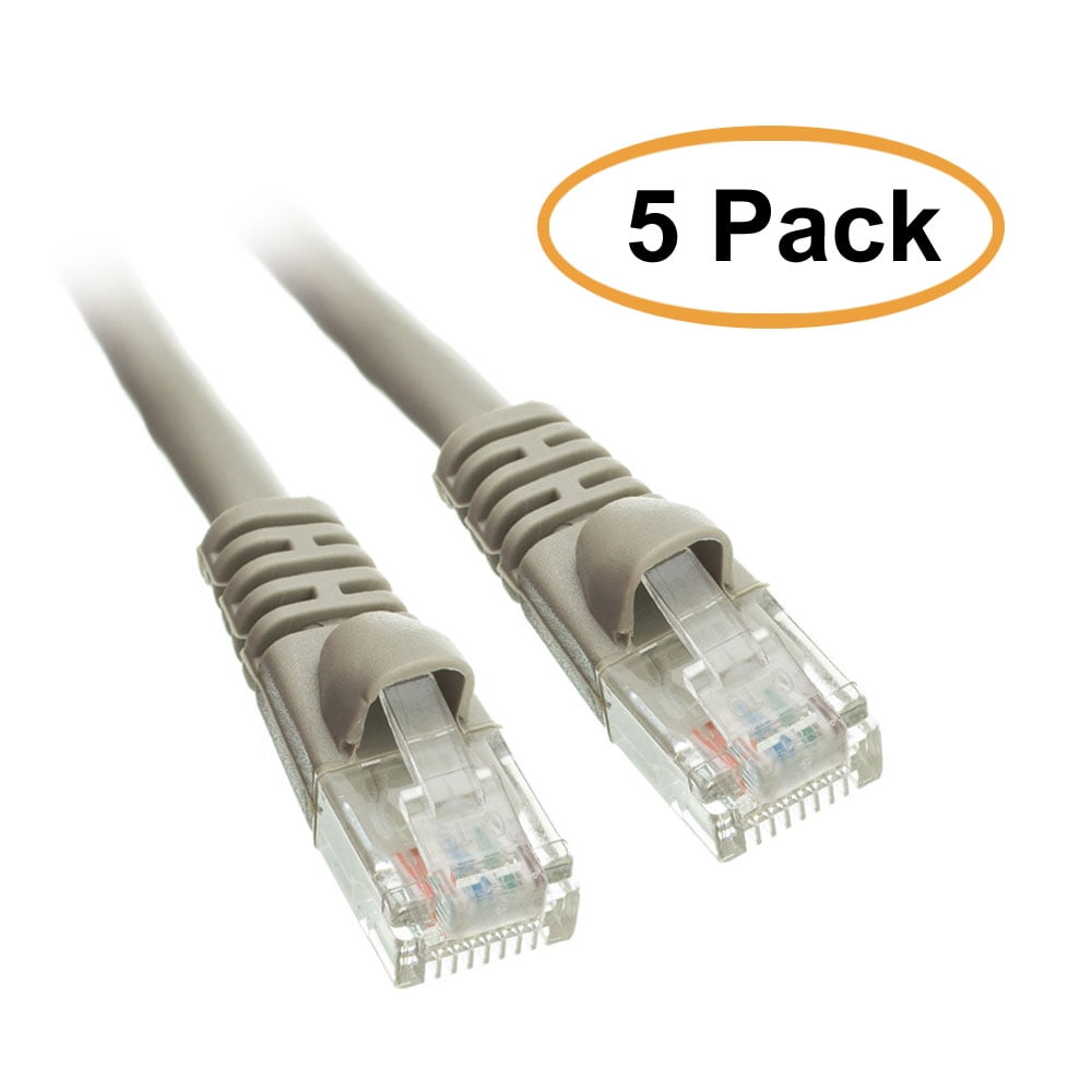 Cat5e Molded Network Patch Cable Gray 3 Feet - 25 PACK