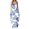 thumbnail image 1 of Robes pour Femmes Décontractées Sans Manches Grande Taille Amples Longues Maxi avec Poches Imprimé Boho Robe de Plage, 1 of 4
