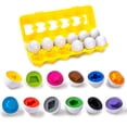thumbnail image 1 of Juguete de huevo a juego de colores y formas - Juguete de aprendizaje de reconocimiento de colores y clasificación de formas para niños pequeños - Juego preescolar - Educación Montessori - Huevos de P, 1 of 5