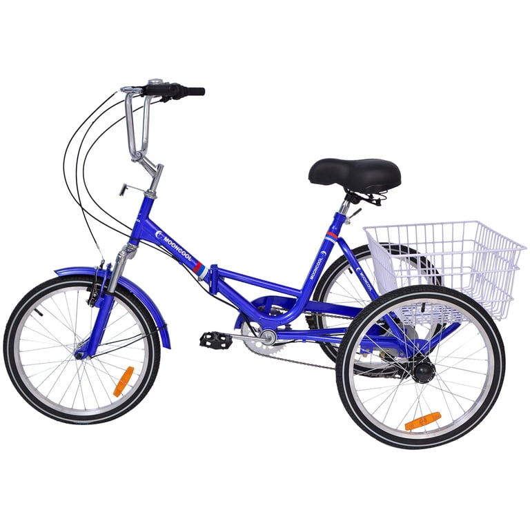 Tricycle Pliable 20 Pouces Pour Adultes – 7 Vitesses Avec Paniers Avant/Arrière – Idéal Shopping Et Loisirs