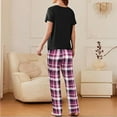 thumbnail image 3 of RKSTN Womens Ensembles de Pyjama Mode Col Rond Manches Courtes Taille Élastique Pantalon Imprimé Pyjama Set Doux Confortable Pajamas, 3 of 4