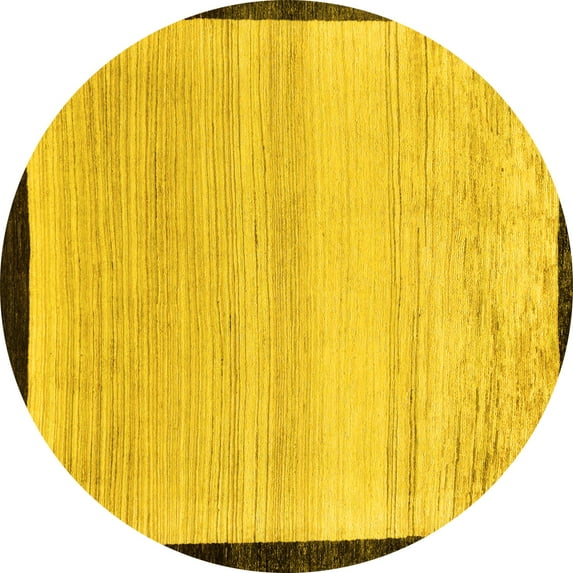 Ahgly Company Machine Washable Indoor Round Solid Yellow Modern Area Rugs, 6' Round