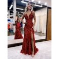 thumbnail image 2 of Vestido de fiesta CDSSL con cuello en V, rosa intenso, lentejuelas de sirena, talla 8, para mujer, 2 of 7
