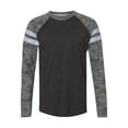 thumbnail image 2 of LAT Men's Gameday Mash-up Long Sleeve Fine Jersey Tee, Vintage Smoke/Vintage Camo/Vintage Heather, XX-Large, 2 of 3