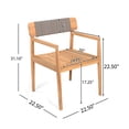 thumbnail image 3 of Christopher Knight Home Coastal Wood Outdoor Dining Chair with Rope Weave Backrest, Grey, Set of 6, 3 of 8