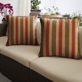 thumbnail image 2 of Set of 2 Green, Orange, and Red Stripe Sunbrella Outdoor Pillow 18", 2 of 2