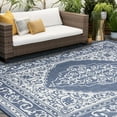 thumbnail image 6 of 8ft Round Water Resistant, Large Indoor Outdoor Rugs for Patios, Front Door Entry, Entryway, Deck, Porch, Balcony | Outside Area Rug for Patio | Navy, Floral | Size: 7'11'' Round, 6 of 6