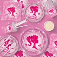 thumbnail image 2 of 161CT Pink Girl Babe Happy Birthday Party Supplies Babe Head Paper Plates Cups Straw Napkins Spoon Fork knives Tablecloth Hot Pink Girl Party Decorations Tableware for 20 Guests for Bday Baby Shower, 2 of 9