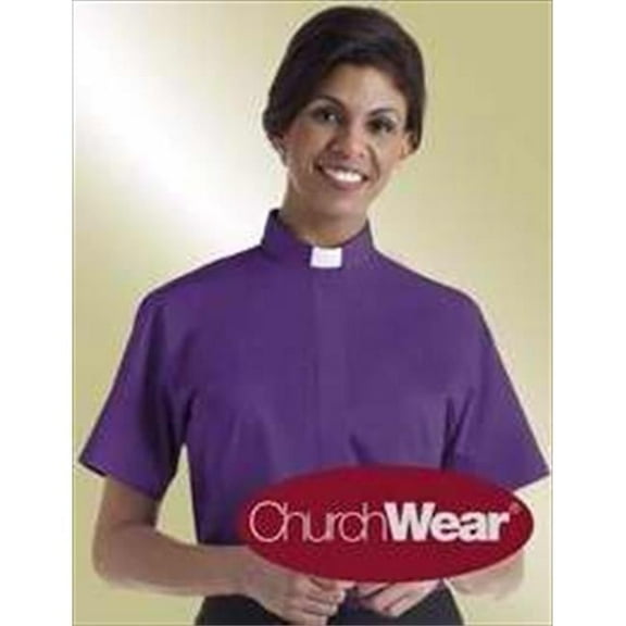 Murphy Robes  Clerical Shirt Women Short Sleev Tab Col Size 16 Pur