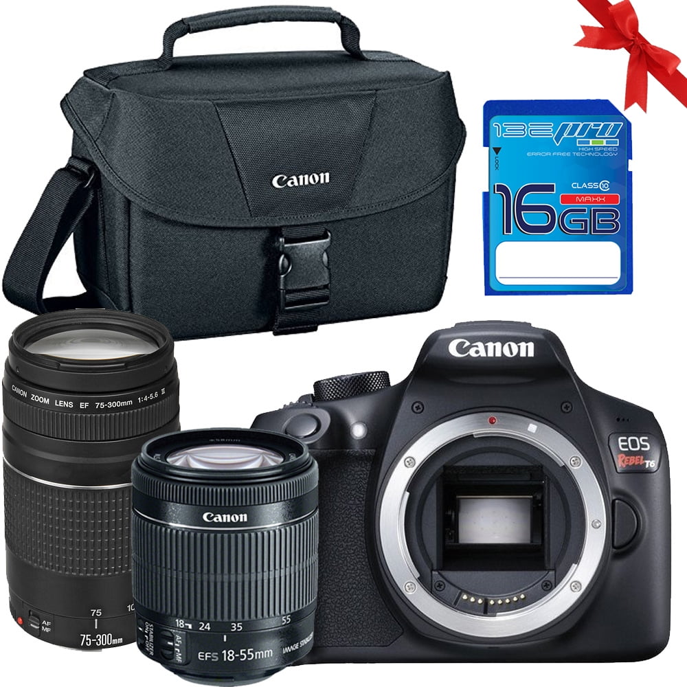Canon EOS Rebel T6 DSLR Camera with 1855mm and 75300mm Lenses Kit