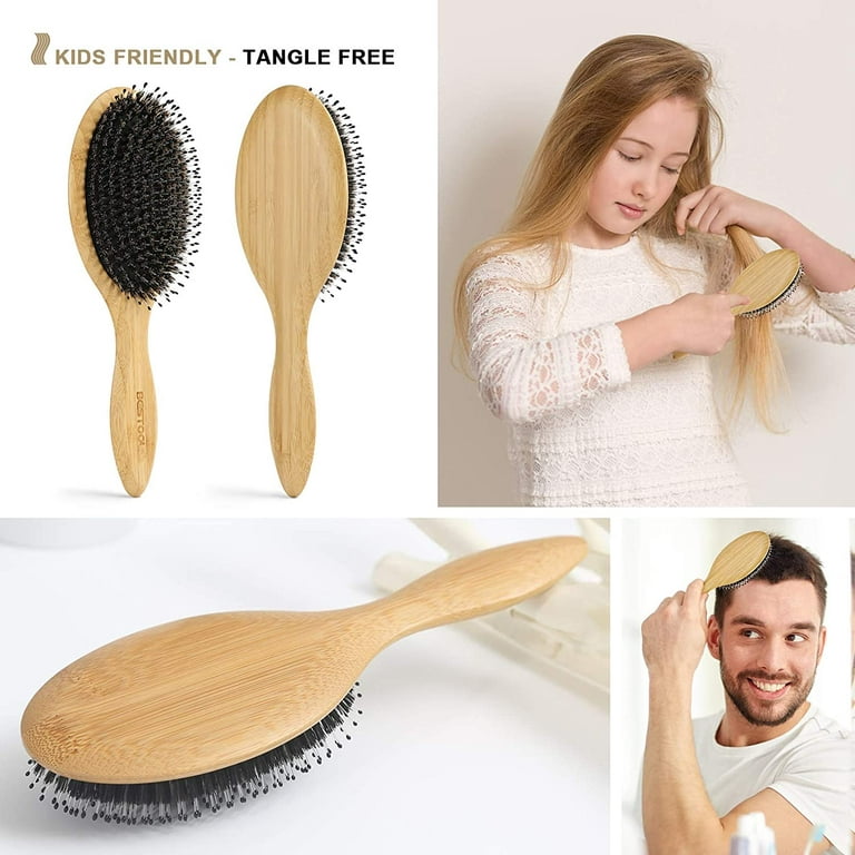 Boar Bristle & Nylon Hair Brush Oval -static Paddle Comb Scalp Massage Hair  Care Tool