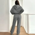 thumbnail image 6 of Women's 2 Piece Lounge Sweatsuit Set Long Sleeve Hoodie Baggy Wide Leg Sweatpants Outfit Gray M, 6 of 7