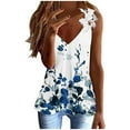 thumbnail image 1 of Moda mujer Casual estampado cuello en V sin mangas pulóver fuera del hombro encaje Tops blusa camiseta Fridja  qr5525, 1 of 6