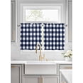 thumbnail image 2 of Half Window Curtains 24 Inches Long, Navy Blue Check Window Treatment Curtain Drapes, Farmhouse Buffalo Plaid Blue Short Curtains Tiers for Kitchen Over Sink, 27.5"x24", 2 Panels, 2 of 7