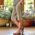 thumbnail image 2 of SNKSDGM Women's Plus Womens Dress Pants High Waisted Straight Leg Womens Linen Pants Petite Women Knee Length Shorts Summer Casual Loose Beach Shorts with Pockets S, 2 of 5