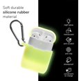 thumbnail image 3 of AirPods Case, IBAOLEA Silicone Protective Shockproof Case Cover Skins with Keychain Compatible with IBAOLEA AirPod 2 and 1, Navy Blue [Front LED Visible] Neon Yellow, 3 of 5