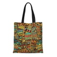 thumbnail image 1 of JSDART Sac Fourre-Tout en Toile Motif Ethnique Artistique Coloré Rétro Griffonnage Tribal Durable Réutilisable Épaule Courses, 1 of 1