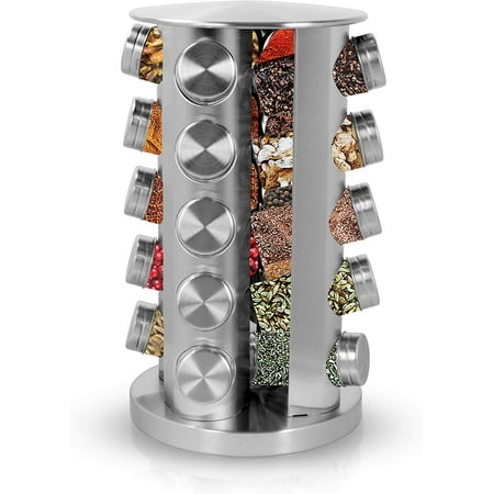 Simpli-Magic Revolving 20-Jar Countertop Spice Rack, Stainless Steel