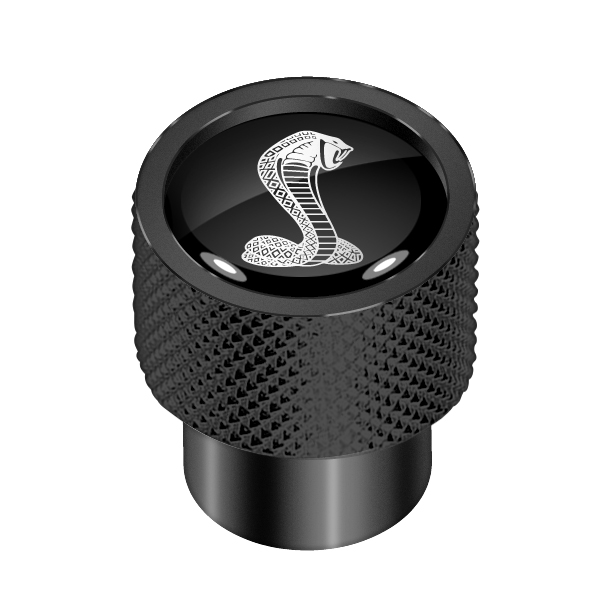 Ford Mustang Cobra in Black on Black Aluminum Tire Valve Stem Caps