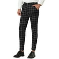 thumbnail image 5 of Unique Bargains Men's Slim Fit Plaid Business Pants Trousers with Pockets 30 Black and White, 5 of 7