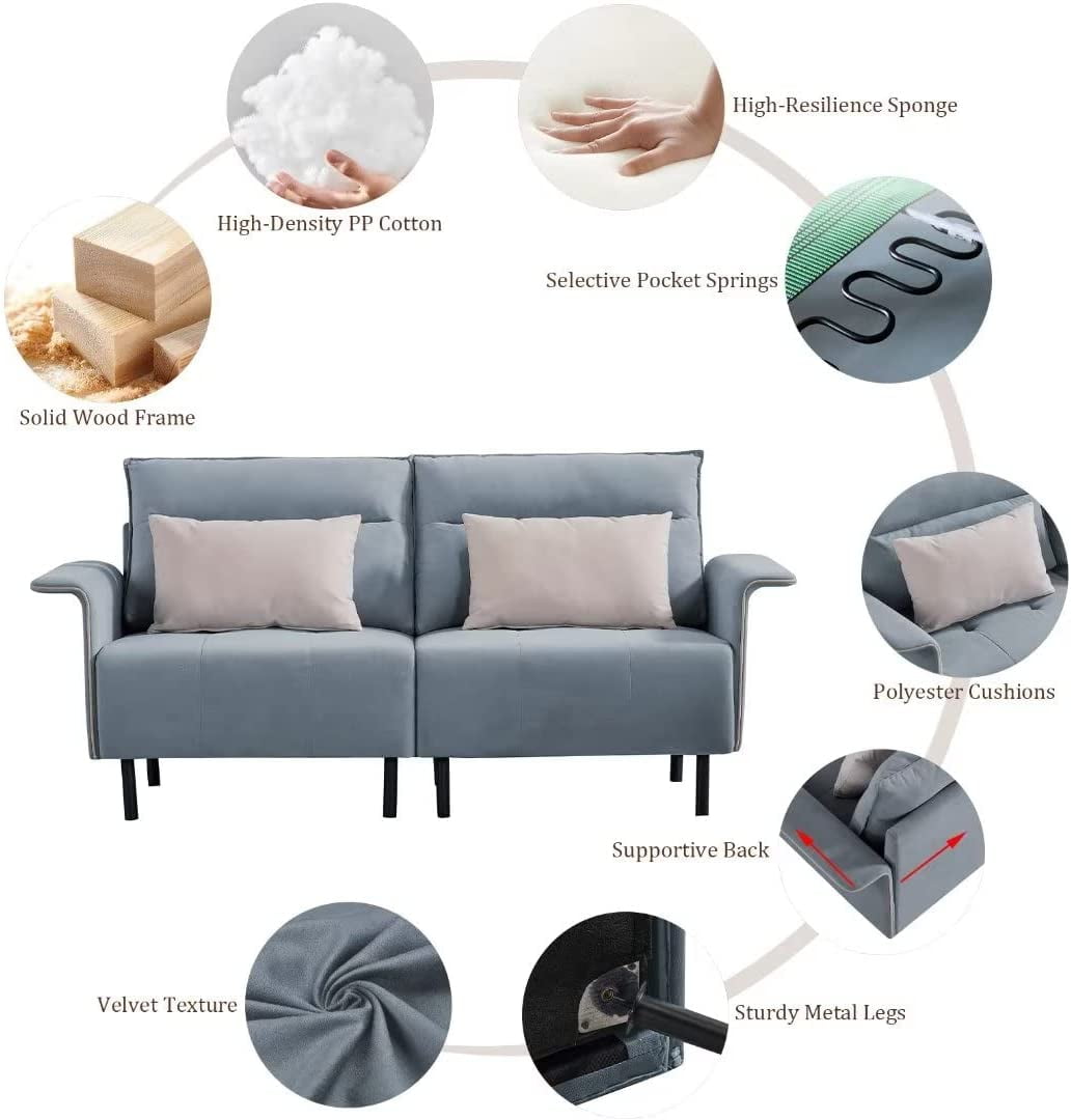 Resenkos 72" Mid-Century Tufted Sofa Couch, Upholstered Wood Base Sofa, Light Grey Resenkos 72" Mid-Century Tufted Sofa Couch, Upholstered Wood Base Sofa, Light Grey