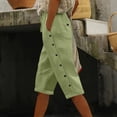 thumbnail image 2 of FAIWAD Capri Pants for Women Summer Casual Drawstring Elastic Waist Side Button Summer Shorts with Pockets, 2 of 8