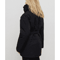 thumbnail image 6 of Women's Stand Collar Puffer Pattern Cotton Jacket Belt Button Up Long Sleeve Warm Coat Winter Outerwear, 6 of 7