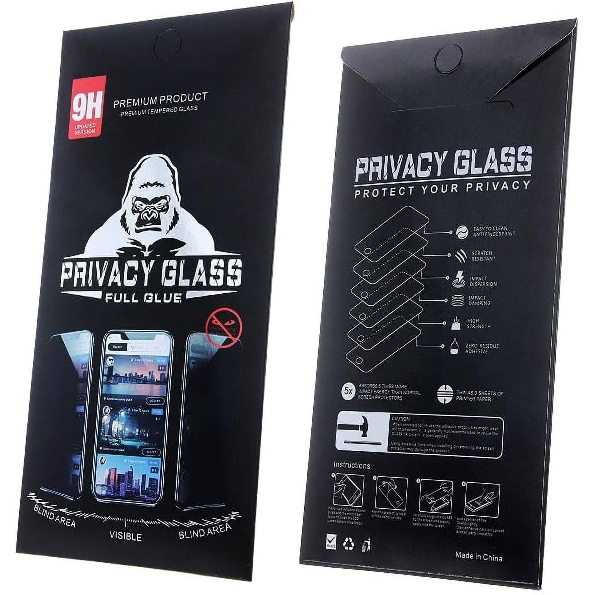 [3 Pack] iPhone 15 Screen Protector, Privacy Screen, Tempered Glass, Full Coverage, Anti Spy, 9H Hardness
