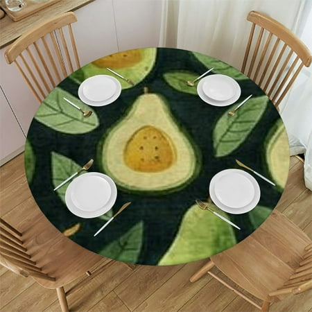 

Patifu Pears Leaves Pattern Round Tablecloth Stain-Resistant Washable Indoor Outdoor for Restaurants Weddings Parties 100% Polyester Fiber Single-Sided Printing Table Cloth 54 -58