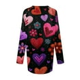 thumbnail image 5 of CCRFTGI Valentine's Day Womens Long Sleeve Tops Fashion Lucky Funny Love Heart Print Tunic Lightweight V Neck Womens Tops Fall Spring Basic Irregular Hem Outfits Purple XXL, 5 of 6