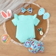 thumbnail image 3 of Kaprioy My First Easter Baby Girl Outfit Girls Clothes Infant Baby Girl Easter Outfits Cute Easter Alphabet Egg Printed Dress Headband 3PCS Set, 3 of 9