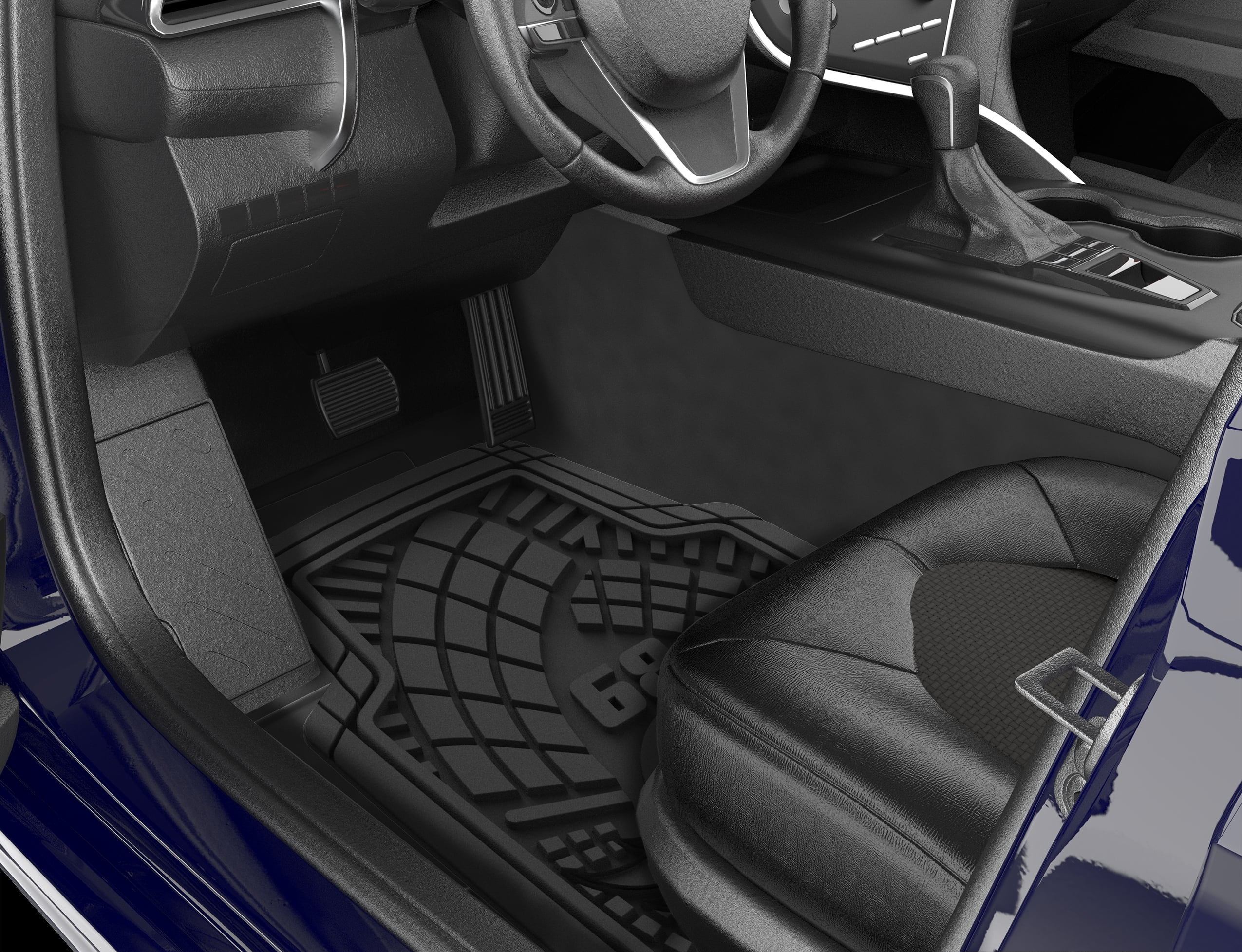 Hot Wheels Premium Racing Design 2pc Rubber Floor Mat Set. Ideal for Cars, Trucks and SUV's.