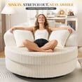 thumbnail image 6 of Muumblus 50" Oversized Swivel Accent Barrel Chair, Modern Lounge Chair Indoor, Round Reading Armchair for Living Room, Beige Corduroy, 6 of 11