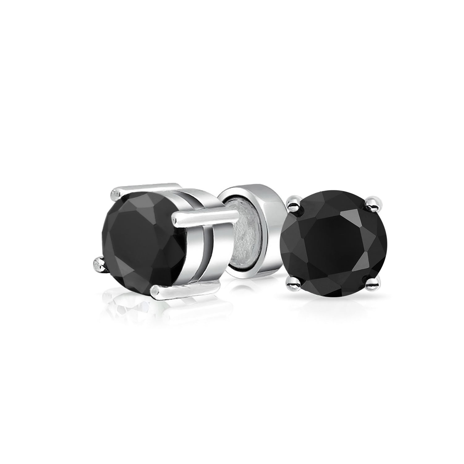 Black Gold 1 Pair Round Magnetic Stud Earring Ear Plug Non-Piercing For Men/Women 8mm Silver