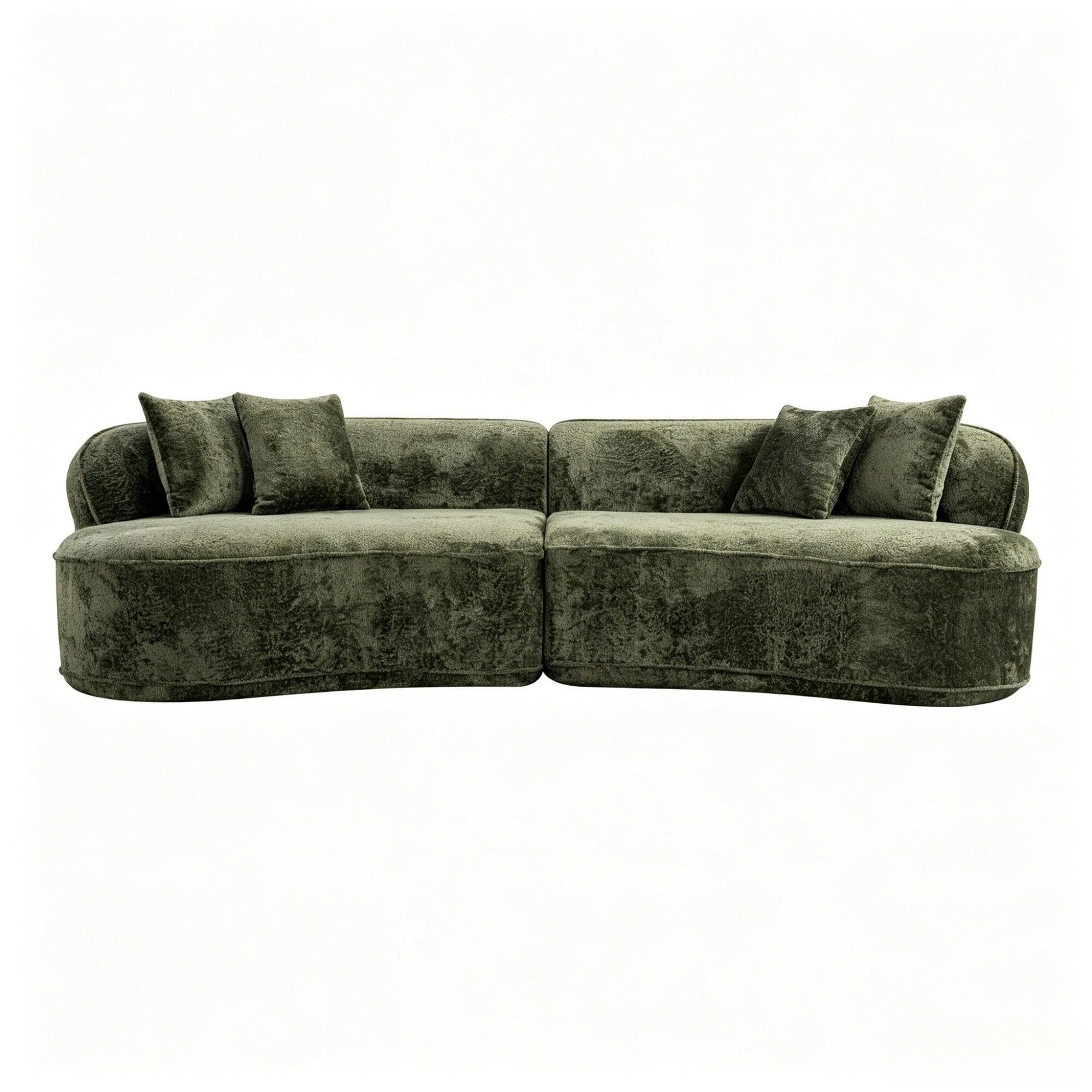 DEALTOPS 114" Modular Boucle Curved Sectional Sofa, 4-Seater Cloud Couch with No Assembly, Green