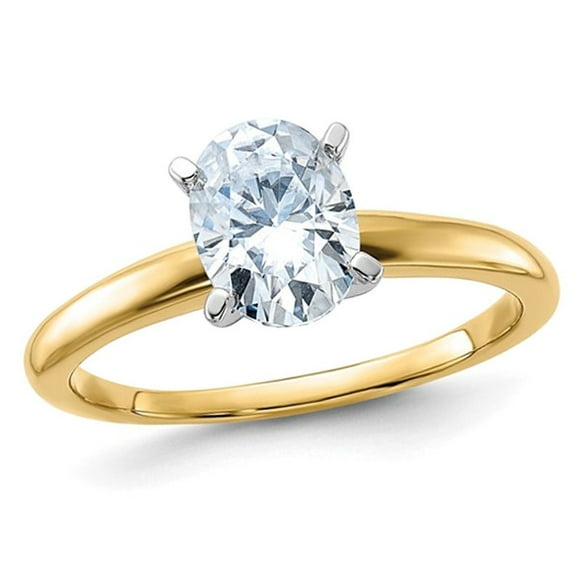 1 1/3 Carat (ctw Color G-H-I) Synthetic Oval Moissanite Solitaire Engagement Ring in 14K Yellow Gold