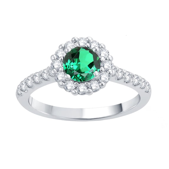 Sterling Silver with Choice of Gemstone and Natural White Topaz Halo Ring