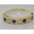 thumbnail image 6 of LBG 18k Yellow Gold Cultured Pearl and Sapphire Womens Band Ring - Sizes 4 to 12 Available, 6 of 6