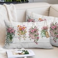 thumbnail image 2 of Pink Spring Floral Throw Pillow Covers, Wooden Elegant Farmhouse Botanical Soft Breathable Pillow Cases with Invisible Zipper for Sleeping, King Size Pillowcases for Couch Bed Sofa Chair 20x36 Inches, 2 of 9
